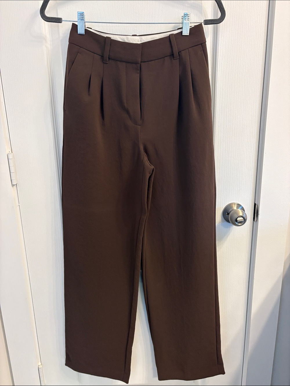 Aritzia The Effortless Pant Brown High-Rise Straight-Leg Trousers